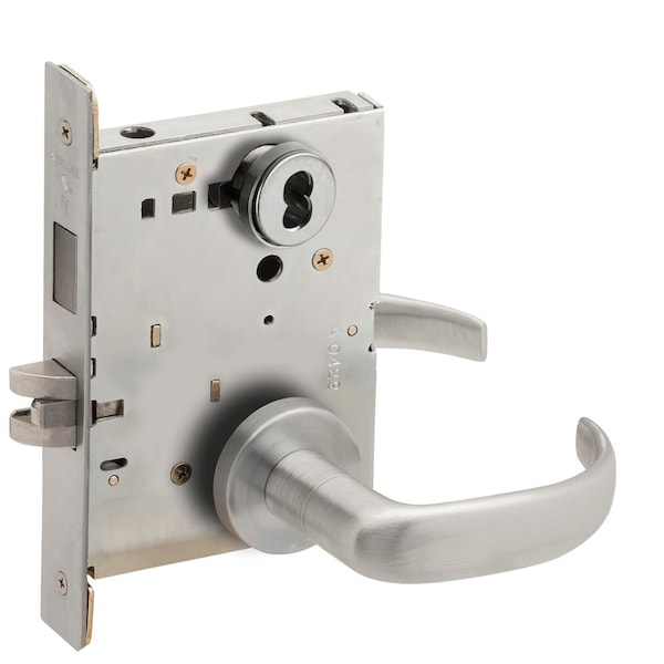 Schlage Dormitory Mortise Lock with Deadbolt, 17A Design, SFIC Prep, Less Core, Satin Chrome L9473B 17A 626 - main